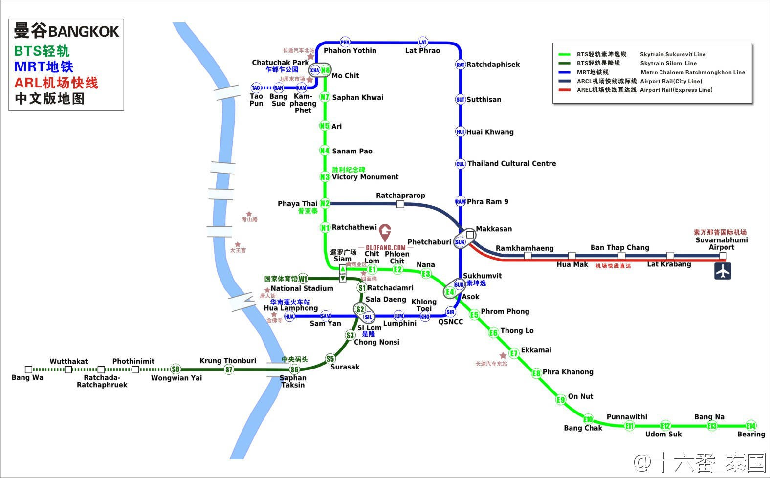 轻轨khumvit线是横贯曼谷东向,silom线则南北横贯silom
