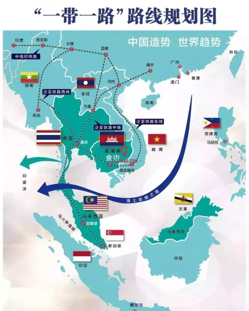 柬埔寨北邻泰国老挝,东临越南,拥有一小段海岸线,距离马来西亚,新加坡