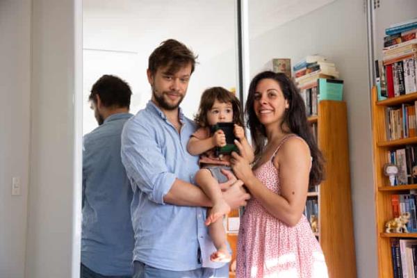 Ines Ferreira Vaz de Sousa, Joseph Littlefield and Alyosha (Oshy) Ferreira Littlefield in their apartment in Sydney, Australia
