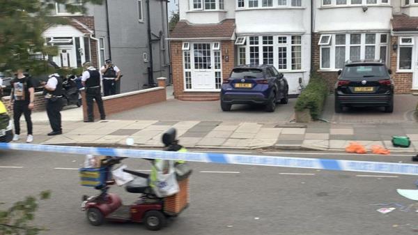scene of an incident at Cayton Road, Greenford, west London, where an elderly man who had been riding a mobility scooter was stabbed to death