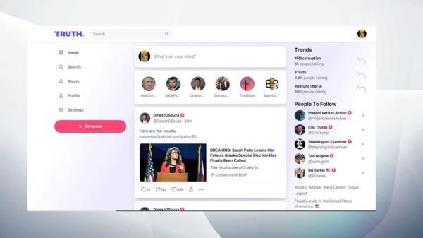 The dashboard for Truth Social is similar to that of Twitter. Pic: Truth Social
