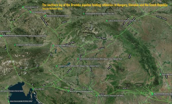 The southern leg of the Druzhba pipeline