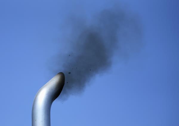 A truck engine is tested for pollution near the Mexican-U.S. border in Otay Mesa, California