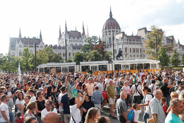 Protest against Hungary's PM Orban's decision to waive rules protecting native forests from logging, in Budapest