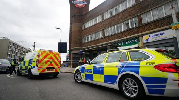 Police outside Park Royal underground station, west London the scene of a fatal crash in which a Range Rover ended up on a railway track for the Piccadilly underground line. Picture date: Monday August 22, 2022.