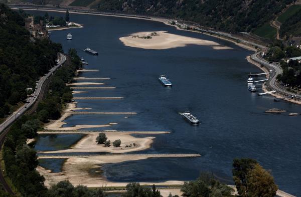 Drought means low water levels in Rhine and a headache for international shipping
