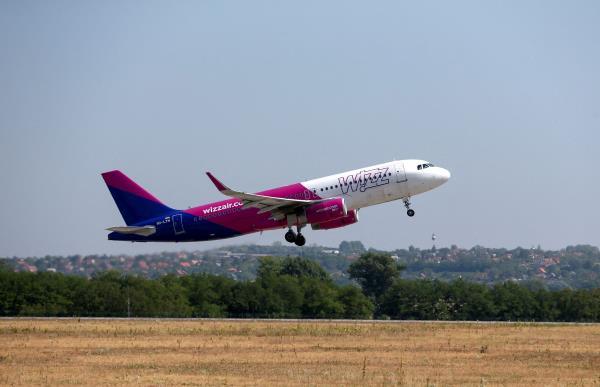 Wizz Air's aircraft takes off from Ferenc Liszt International Airport in Budapest