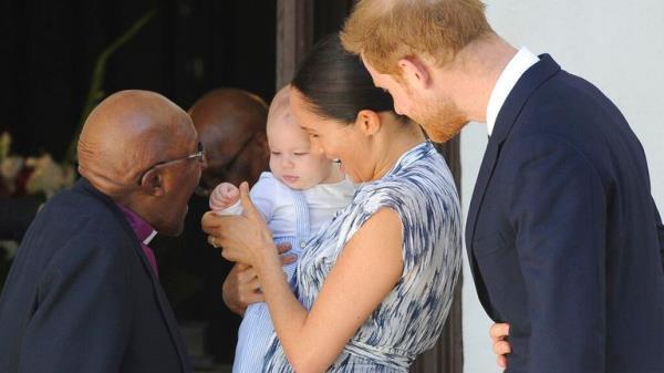 Meghan and Harry introduce Archie to Archbishop Emeritus, Desmond Tutu, in Cape Town, South Africa Pic: AP 