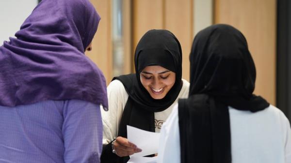 Students receiving their GCSE results at Rockwood Academy secondary school in Alum Rock, Birmingham. Picture date: Thursday August 25, 2022.

