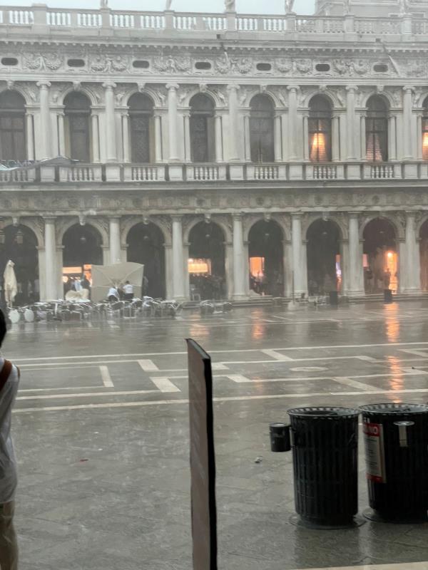A rainstorm outside Doge's Palace in Venice