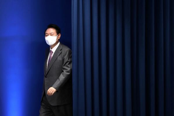 South Korea's President Yoon Suk-yeol holds first official news conference, in Seoul