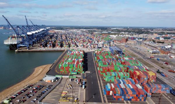 Shipping containers at the port of Felixstowe