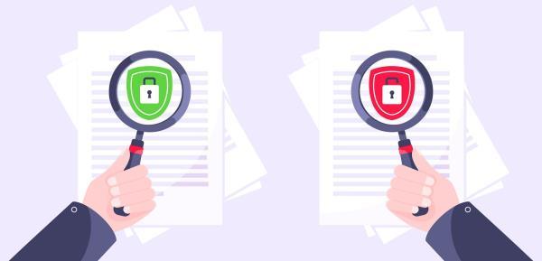 looking at disclosure form with magnifying glass