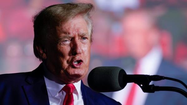 Donald Trump speaks at a rally Friday on 5 August. Pic: AP