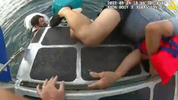 Men pulled to safety off Boston coast. Pic: Boston Police