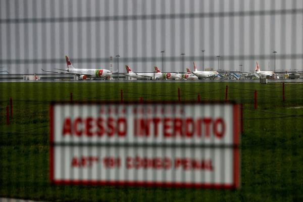 Planes are seen at Lisbon's airport