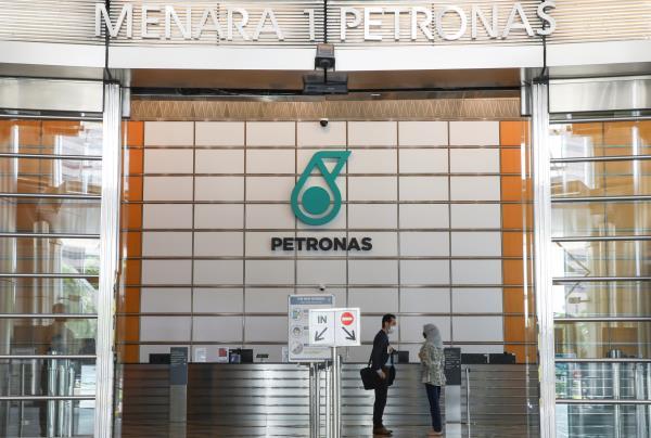 A logo of Petronas is seen at their office in Kuala Lumpur