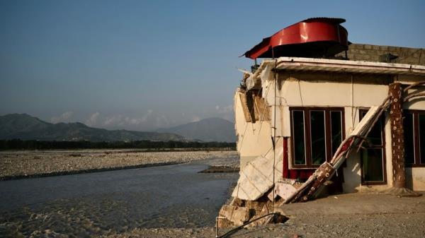 DESTROYES CAFE ALONG SWAT RIVER