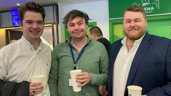 From left to right: Luke Caldecott, Jamie Smith and Josh Mckanzie-Lawrie, who say they aren't impressed with either candidate