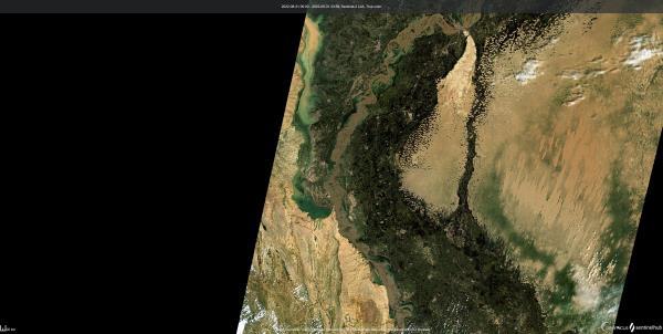 Satellite imagery from Copernicus shows flooding in the Dadu district of Sindh province