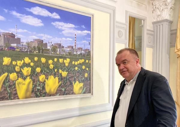 Head of Ukraine's Energoatom company Kotin speaks during an interview with Reuters in Kyiv