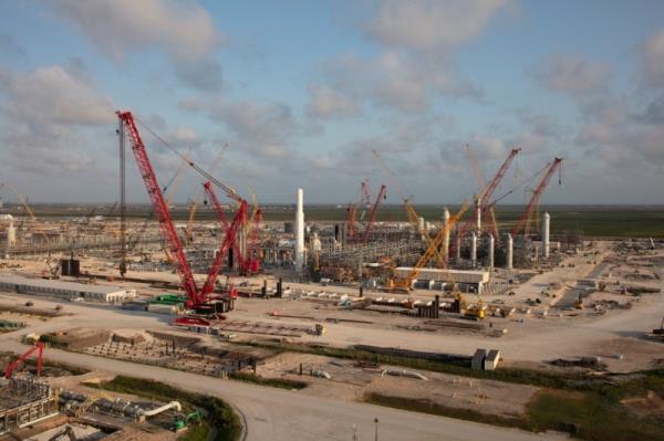 The Golden Pass LNG construction site in Texas