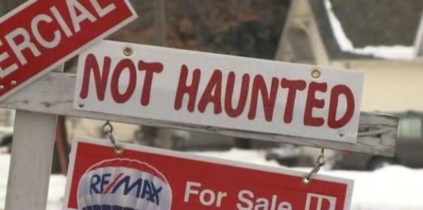 This "not haunted" sign has generated buzz on social media.