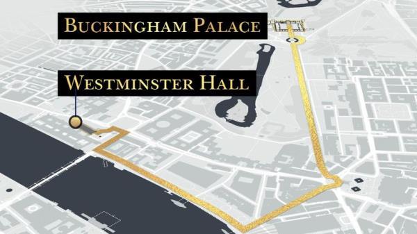 The Queen's coffin will travel from Buckingham Palace to Westminster Hall, where she will lie in state