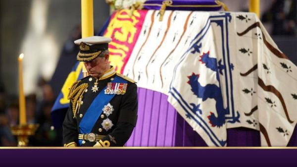 Charles stood vigil beside the Queen Mother's coffin in 2002