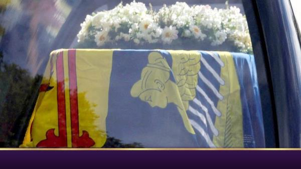 The hearse carrying the coffin of Britain's Queen Elizabeth departs Balmoral Castle, in Balmoral, Scotland, Britain September 11, 2022. REUTERS/Russell Cheyne