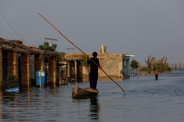 Monsoon season in Bajara village, at the banks of Manchar lake, in Sehwan