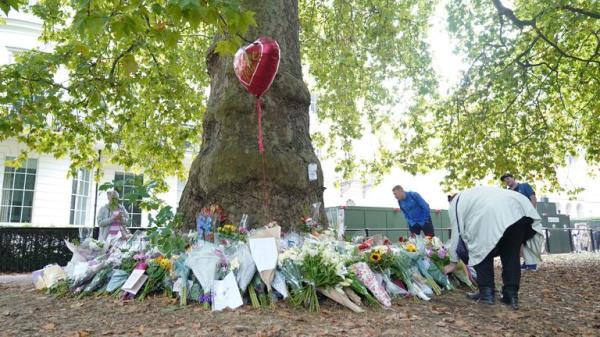 Flowers and tributes laid by members of the public in Green Park, London, following the death of Queen Elizabeth II. The Queen's coffin will be transported on a six-hour journey from Balmoral to the Palace of Holyroodhouse in Edinburgh, where it will lie at rest. Picture date: Sunday September 11, 2022.

