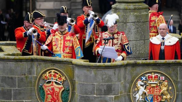 An Accession Proclamation Ceremony at Mercat Cross, Edinburgh, publicly proclaiming King Charles III as the new monarch. Picture date: Sunday September 11, 2022.

