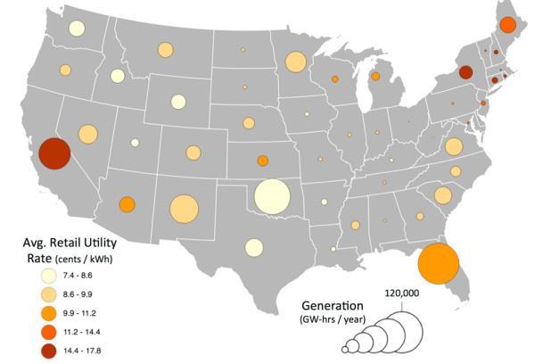 U.S. potential floating solar capacity, utility rates - CROPPED