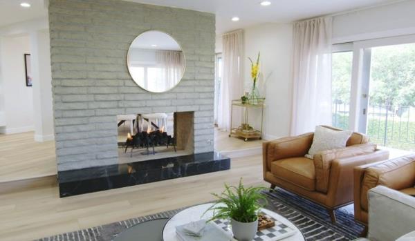 Refinished fireplace