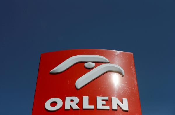 The logo of PKN Orlen, Poland's top oil refiner, pictured at a petrol station in Warsaw