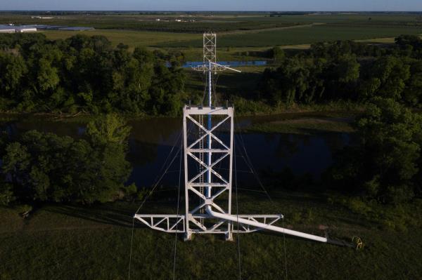 The Transcontinental Gas Pipe Line crosses over the Colorado River in Wharton, Texas