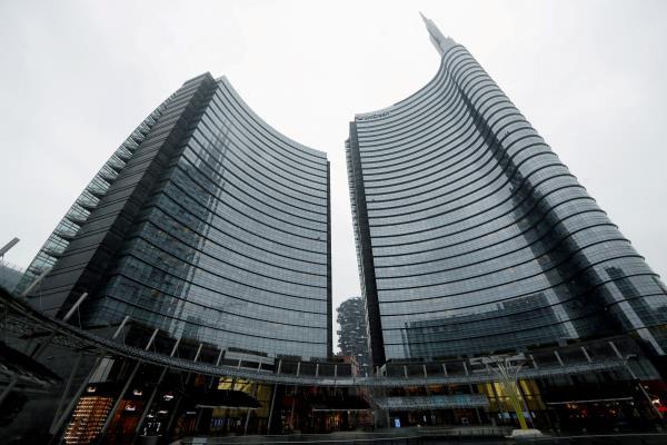 FILE PHOTO: A view of the Unicredit headquarters  of which many employees are working from home due to a coronavirus outbreak, in Milan