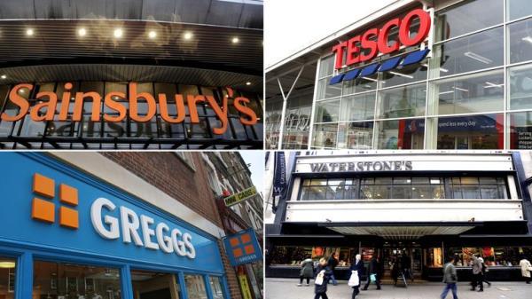 4-way comp of Tesco, Sainsbury��s, Gregg��s and Waterstones 