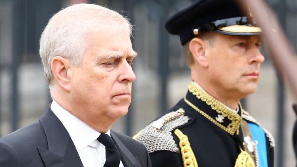 Britain's Prince Andrew and Prince Edward attend the state funeral and burial of Britain's Queen Elizabeth, in London, Britain, September 19, 2022. REUTERS/Hannah McKay/Pool
