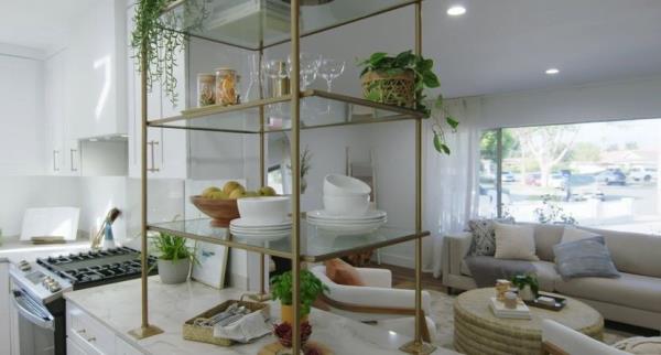 Custom brass and glass room divider