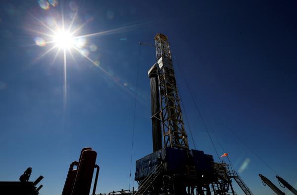 A drilling rig is seen at Vaca Muerta shale oil and gas drilling, in the Patagonian province of Neuquen