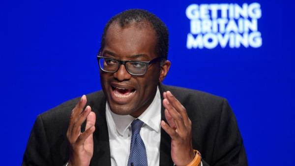 British Chancellor of the Exchequer Kwasi Kwarteng speaks during Britain's Conservative Party's annual conference in Birmingham, Britain, October 3, 2022. REUTERS/Toby Melville