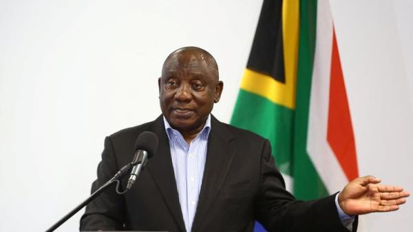 South Africa's President Cyril Ramaphosa speaks during the launch of the new Sandvik Khomanani manufacturing site, at Khomanani, in Kempton Park, Johannesburg, South Africa September 9, 2022