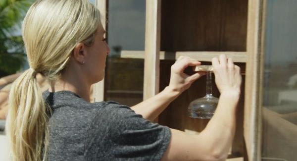 Jasmine Roth customizing a hutch