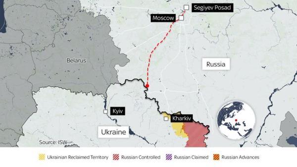 The destination of the train cannot be confirmed from the videos posted online alone. 