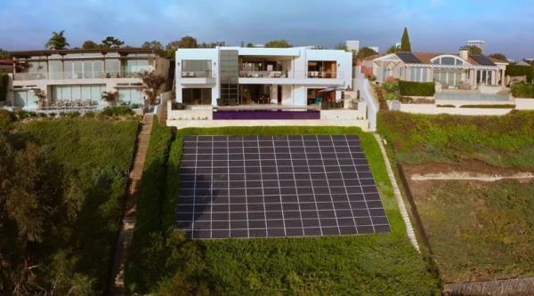 Beach view house with solar panels