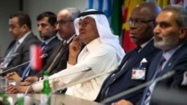 Saudi Arabia's Minister of Energy Abdulaziz bin Salman looks on during a press conference after the 45th Joint Ministerial Monitoring Committee and the 33rd OPEC and non-OPEC Ministerial Meeting in Vienna, Austria, on October 5, 2022. - The OPEC+ oil cartel meets for the first time face-to-face since Covid curbs were introduced in 2020. 