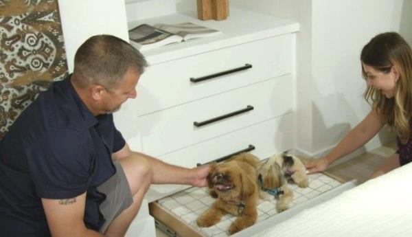 A built-in doggie drawer