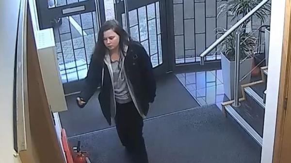 CCTV of Leah Croucher arriving for work the day before she went missing